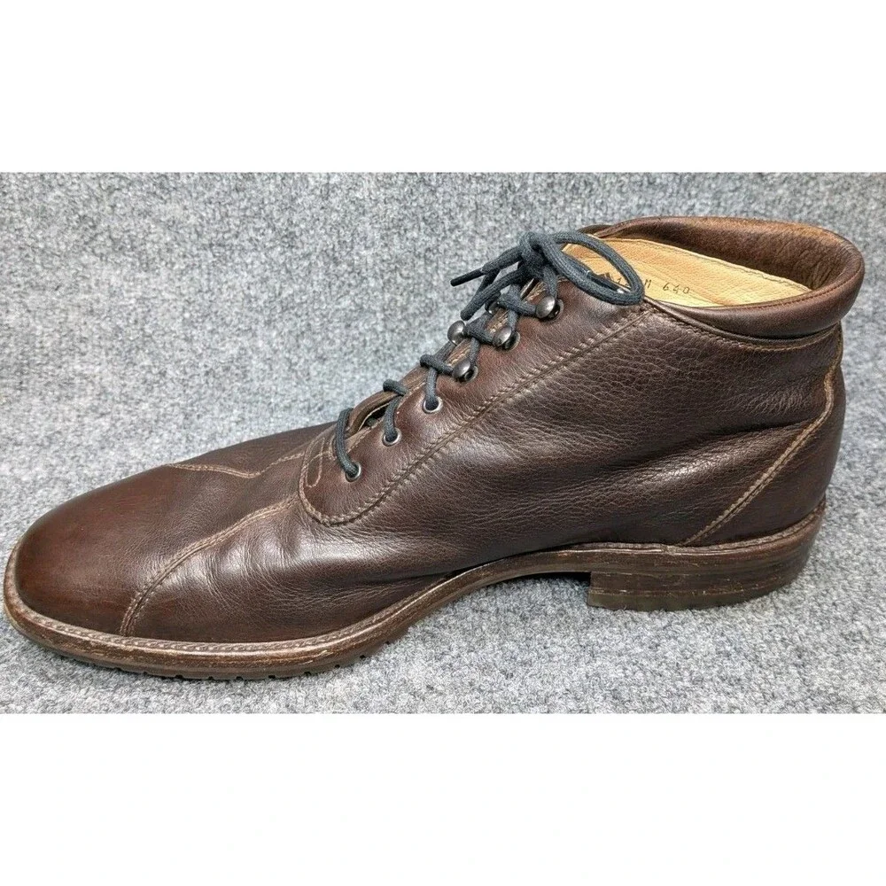 Arthur Beren Italy Brown Leather Chukka Ankle Boots Men 12 M Cap Toe Moustache